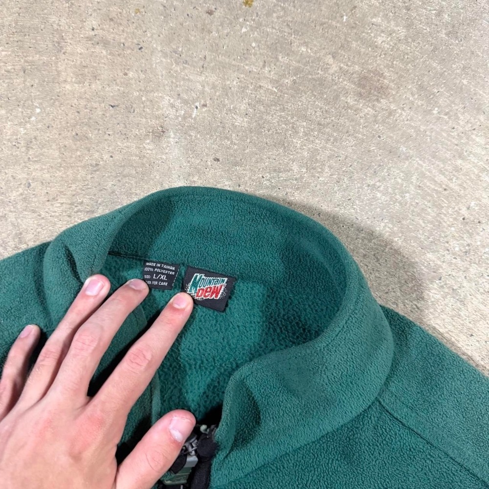 Vintgae 90s Y2K green and black full zip mtn dew fleece sweatshirt - Picture 2 of 4